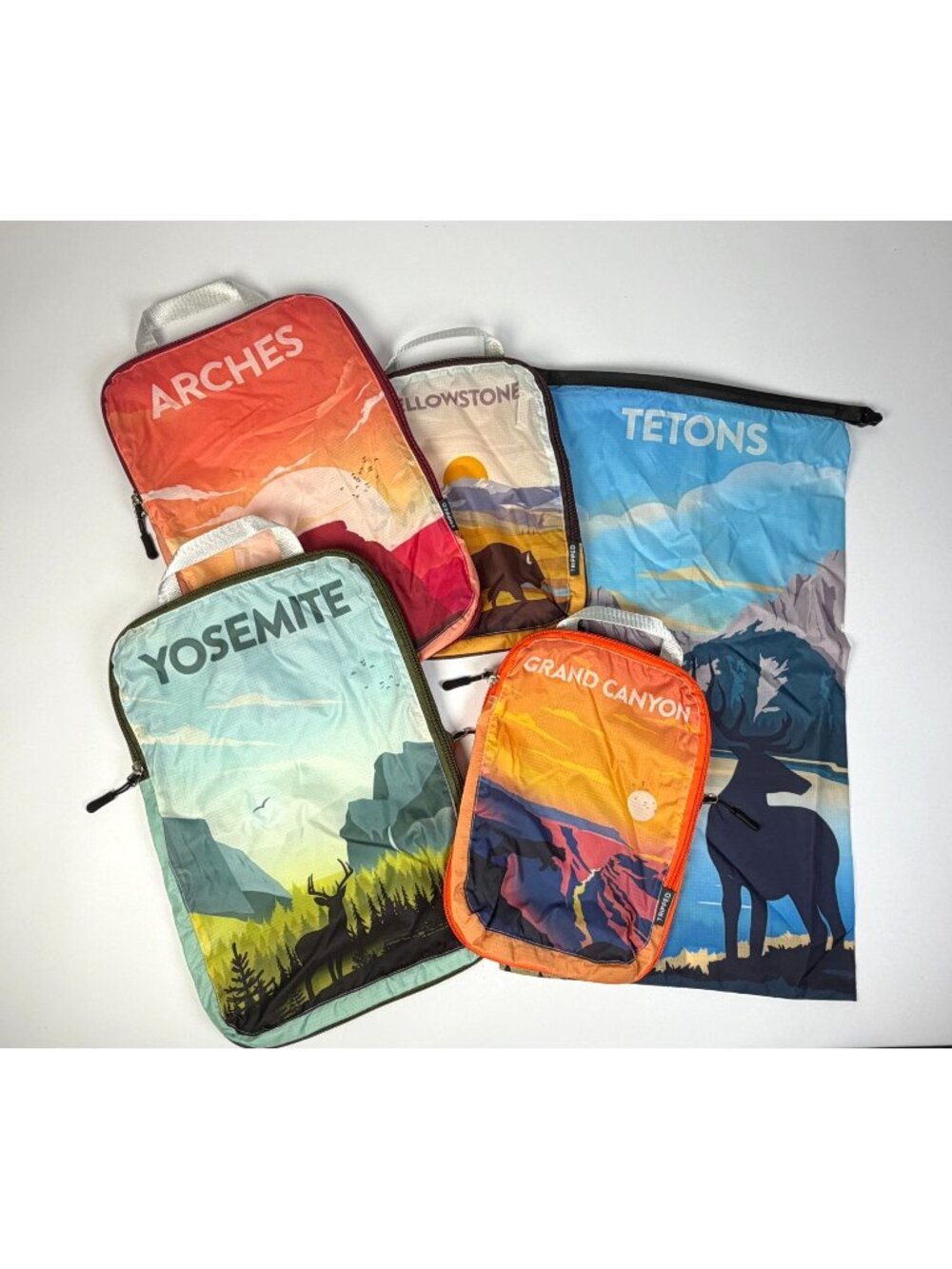 Tripped National Parks Compression Packing Cubes 5 Piece Set Luggage Organizers